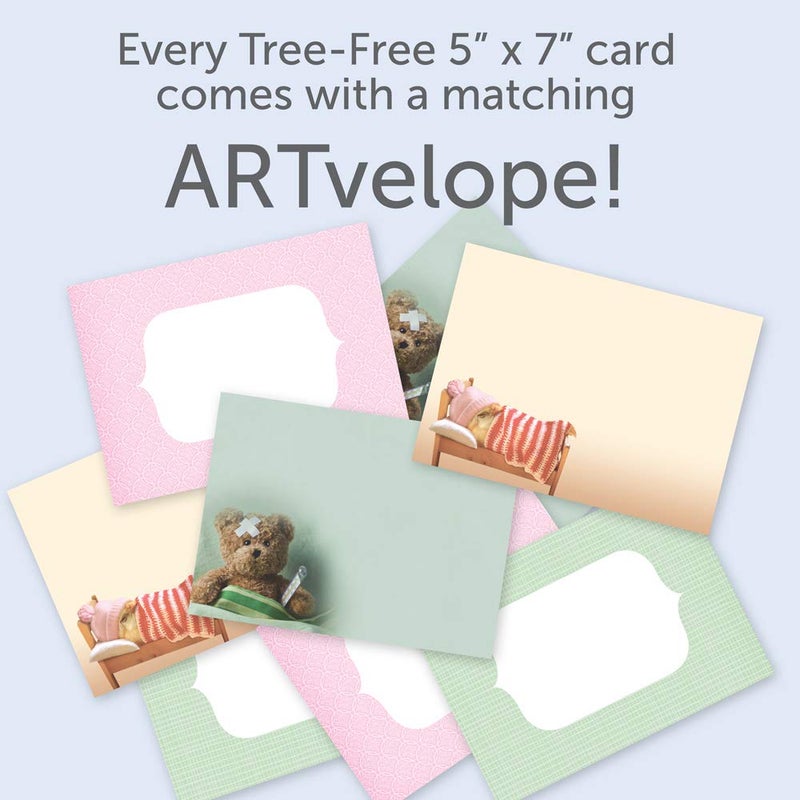 Tree-Free Greetings - Get Well Cards - Artful Designs - 8 Assorted Cards + Matching Envelopes - Made in USA - 100% Recycled Paper - 5 x 7 - Rest Up and Heal (GA31531) - Image 2